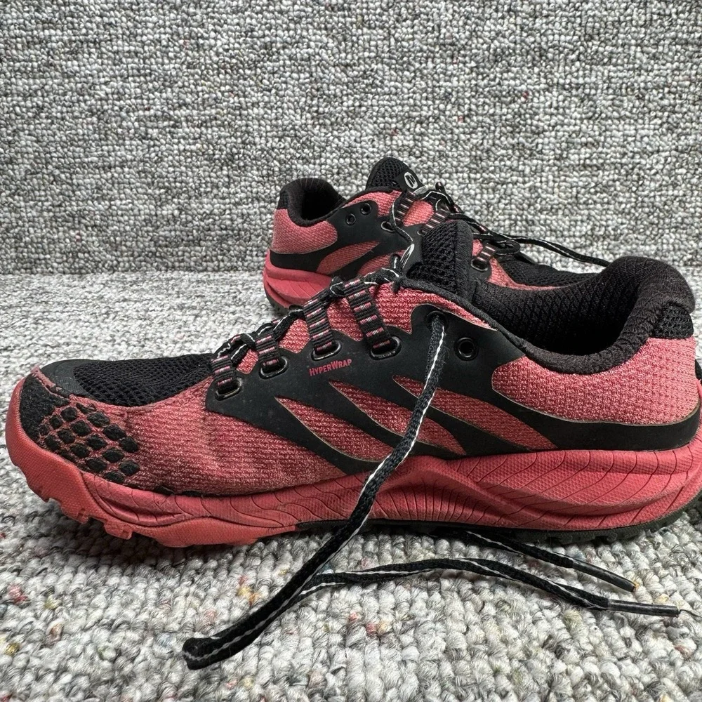 Merrell Shoes Womens 8 All Out Charge Trail Running Hiking Black Red J03962
